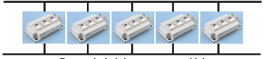 圖1：五個并聯的FF200R12KT3模塊