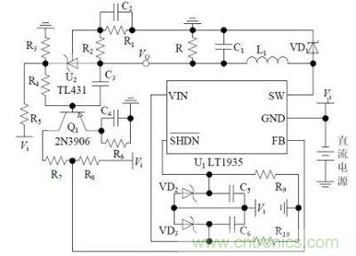 非隔離負電壓DC/DC開關(guān)電源硬件電路圖