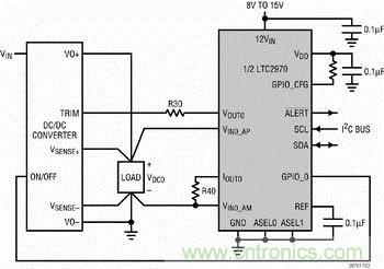 用 TRIM 引腳實現(xiàn) DC/DC 轉換器的 LTC2790 應用電路