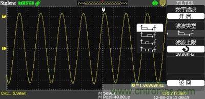 1KHz信號(hào) ，打開數(shù)字濾波，測(cè)量值為1KHz