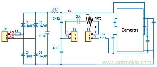 PPTC在集成IC電子鎮(zhèn)流器異常狀態(tài)保護(hù)原理圖