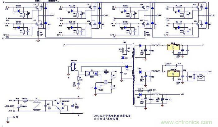 圖1：步進電機驅(qū)動的主電路和開關(guān)電源電路