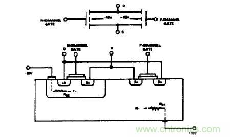 典型CMOS輸出開(kāi)關(guān)單元的電路圖及截面圖