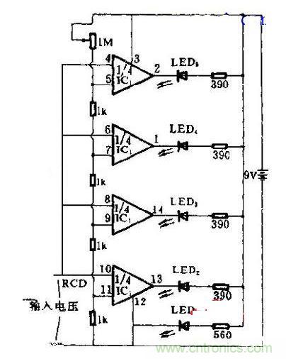 可測量發(fā)光二極管電壓的電路設(shè)計圖