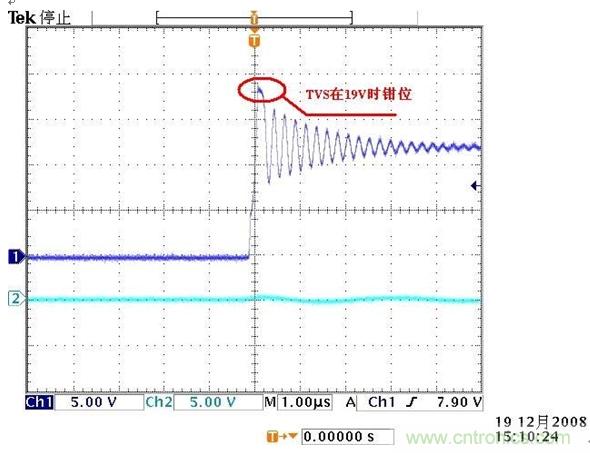 圖A2： 有TVS時輸入端波形