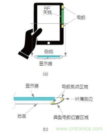 (a)側(cè)剖視圖描述；(b)電極焦點區(qū)域描述