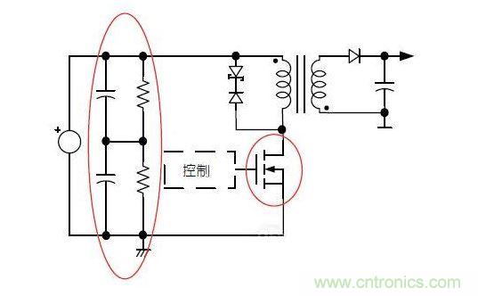 反激轉(zhuǎn)換器中的串聯(lián)大電容電路及單顆1，000VMOSFET