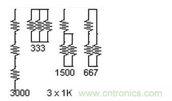 3個(gè)電阻，4種組合。