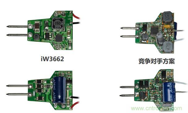 iW3662與競爭對手方案相比，所需外部元器件的數(shù)量大幅降低