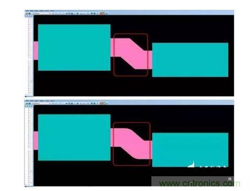 有效的PCB 設(shè)計工具會自動考慮用于繪制形狀的線型，以計算準確的線條寬度，幫助您輕松創(chuàng)建尖拐角。