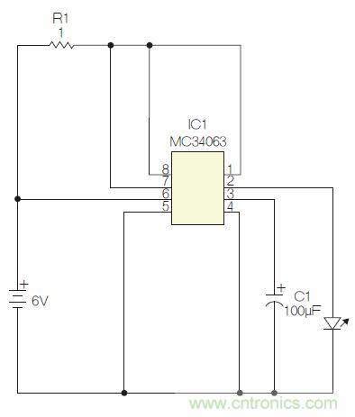 圖1：閃光燈標電路圖。