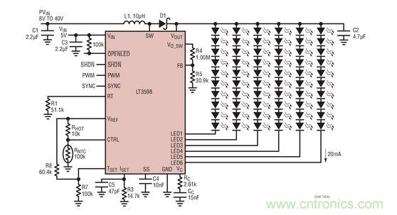 驅(qū)動(dòng)器用于 60 個(gè)白光 LED