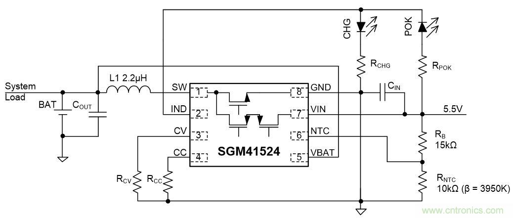 SGM41524緊湊型簡(jiǎn)潔開關(guān)充電：0.3A～2.3A鋰電池充電器