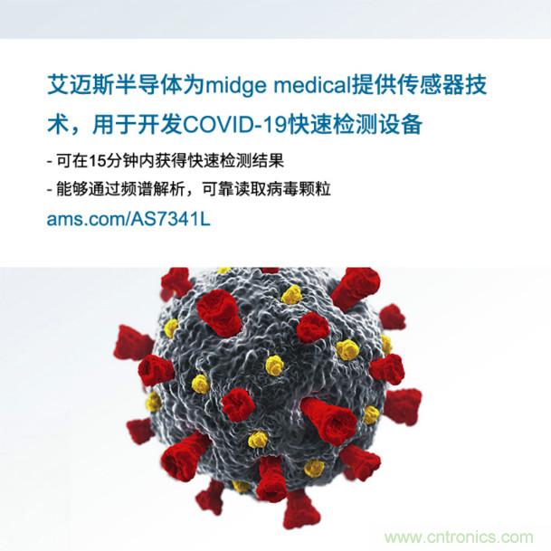 艾邁斯為midge medical提供傳感器技術，用于開發(fā)COVID-19快速檢測設備