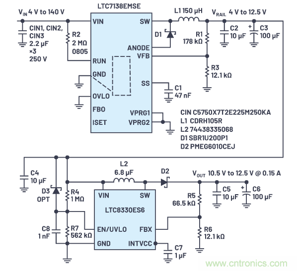 在源電壓5 V至140 V的電氣系統(tǒng)中，如何維持偏置電壓呢？