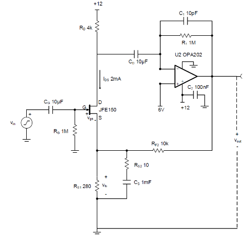 如何使用分立式 JFET 放大低噪聲電路中的小信號？