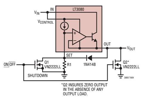 利用LT3080x電流源基準線性穩(wěn)壓器停機